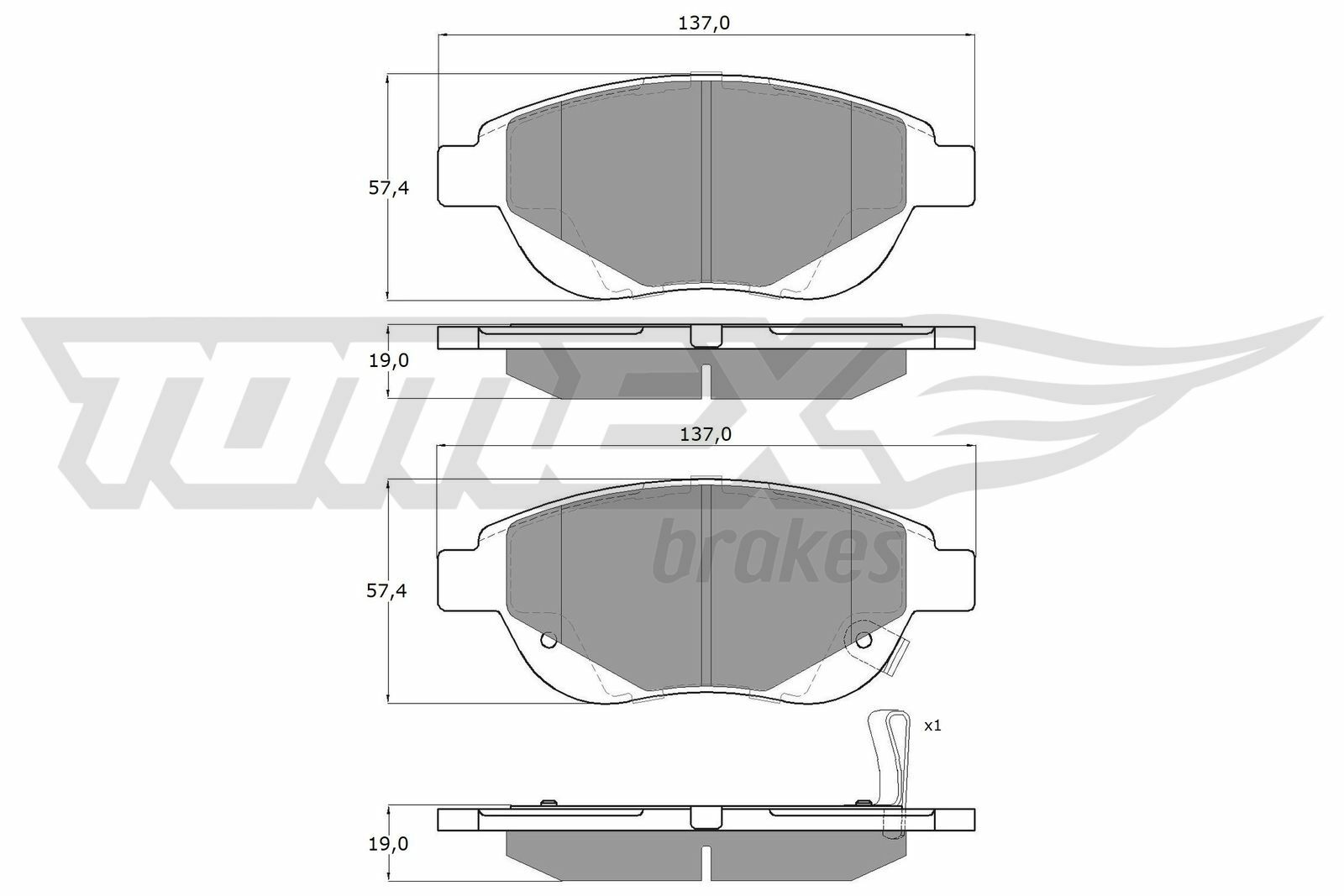 Sada brzdových destiček, kotoučová brzda TOMEX Brakes